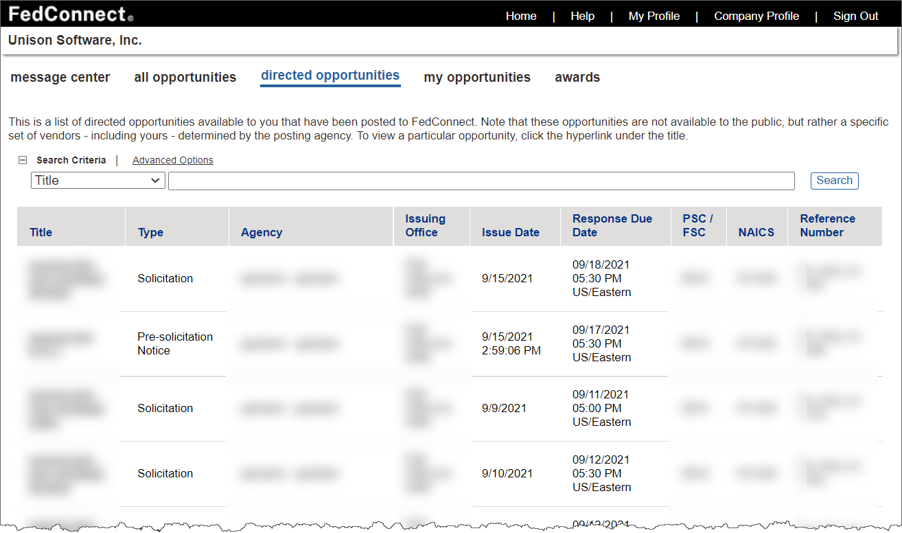 Directed Opportunities Page